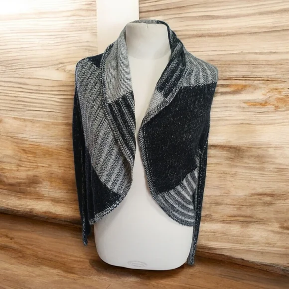 CAbi Black and Gray Open Front Cardigan - Picture 1 of 10